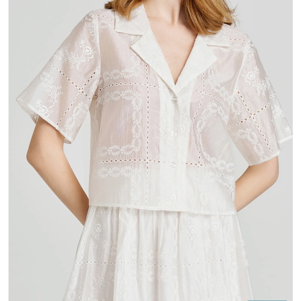 Wayf Ivory Floral Embroidered Blouse